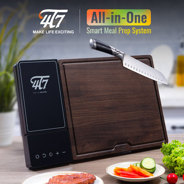  4T7 Smart Meal Prep System, Smart Cutting Board Set, Bamboo and  Wheat Straw Chopping Boards, Weigh, Timer, App Calorie Counter, Juice  Grooves, Health Management, Best Gift, The Smart Food Prep Station